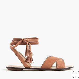 J crew lace-up suede sandals 7.5 tan/blush/nude